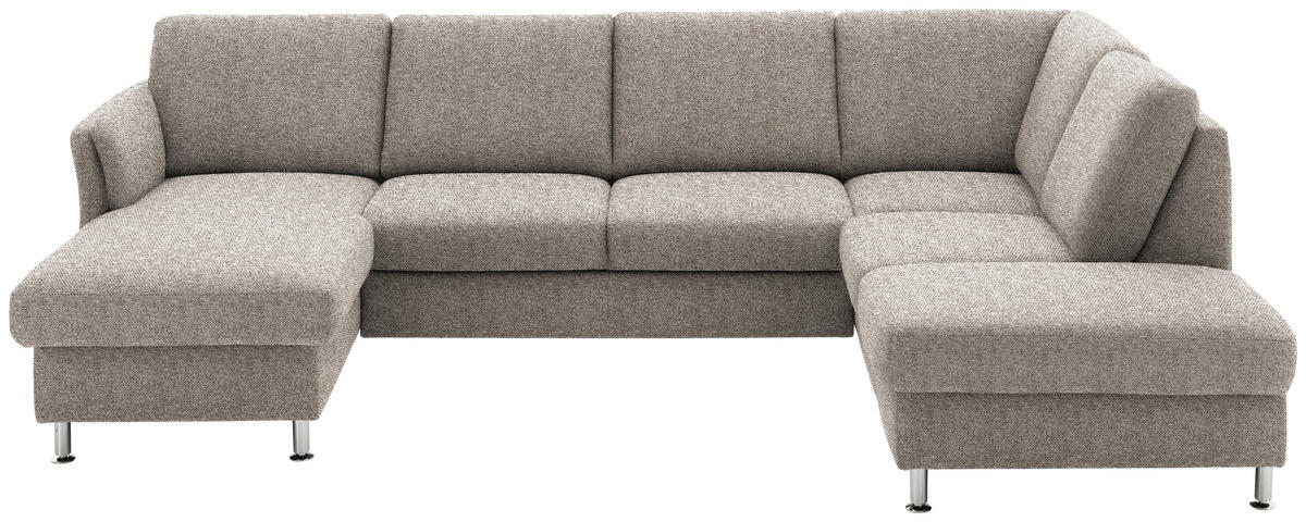 WOHNLANDSCHAFT in Flachgewebe Graubraun  - Chromfarben/Graubraun, Konventionell, Textil/Metall (168/305/200cm) - Beldomo System