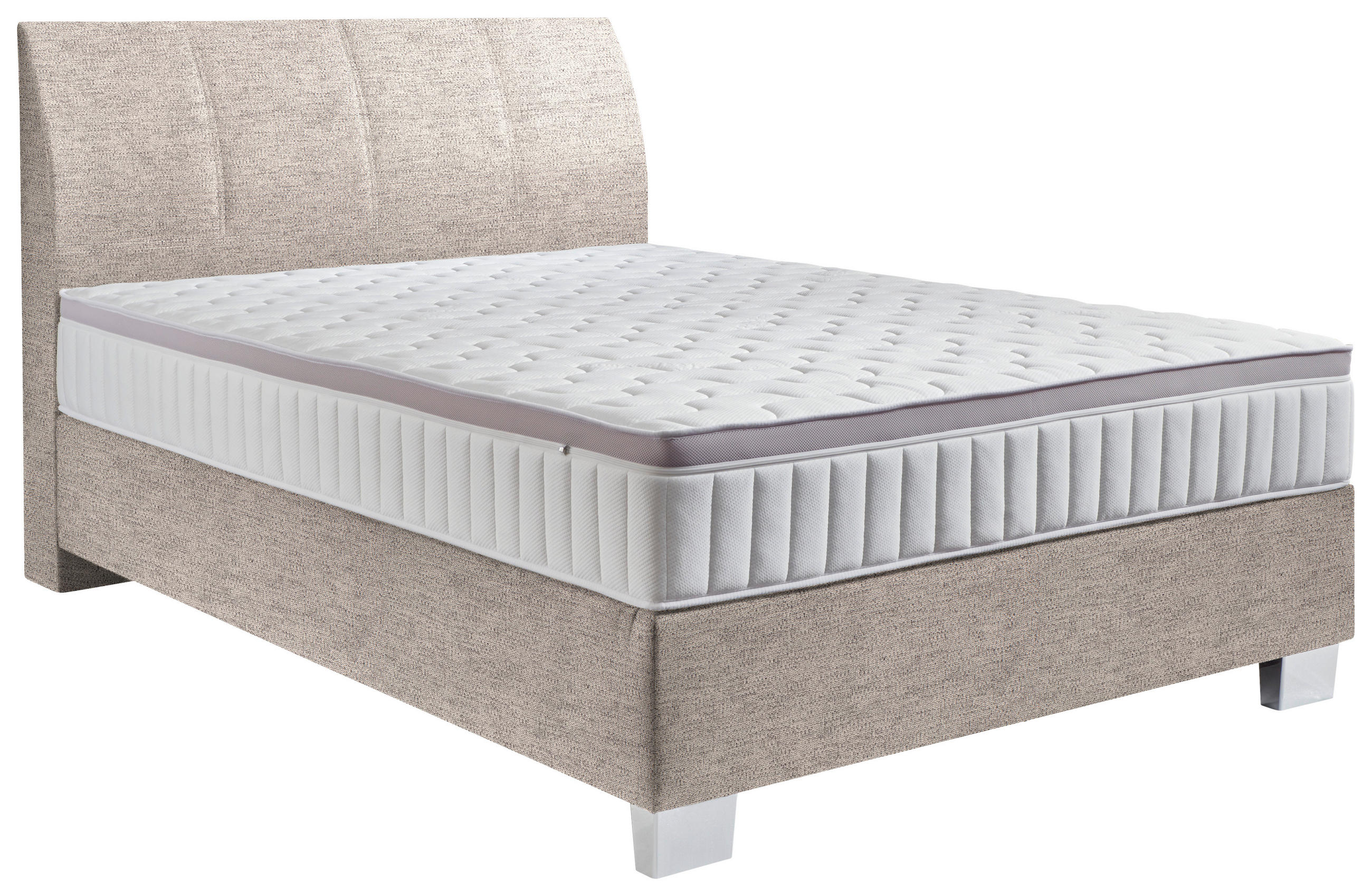 BOXSPRINGBETT 140/200 cm  in Beige  - Chromfarben/Beige, KONVENTIONELL, Kunststoff/Textil (140/200cm) - Hom`in