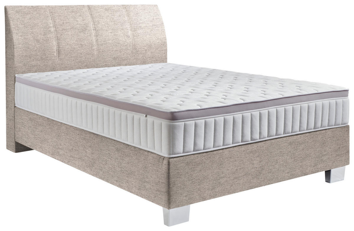 BOXSPRINGBETT 140/200 cm  in Beige  - Chromfarben/Beige, Konventionell, Kunststoff/Textil (140/200cm) - Hom`in