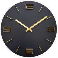 WANDUHR  Schwarz, Goldfarben  - Goldfarben/Schwarz, Basics, Holz (39,5/39,5/4cm)