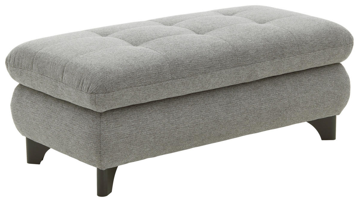HOCKER Webstoff Grau  - Chromfarben/Grau, Design, Textil/Metall (129/49/64cm) - Beldomo Style
