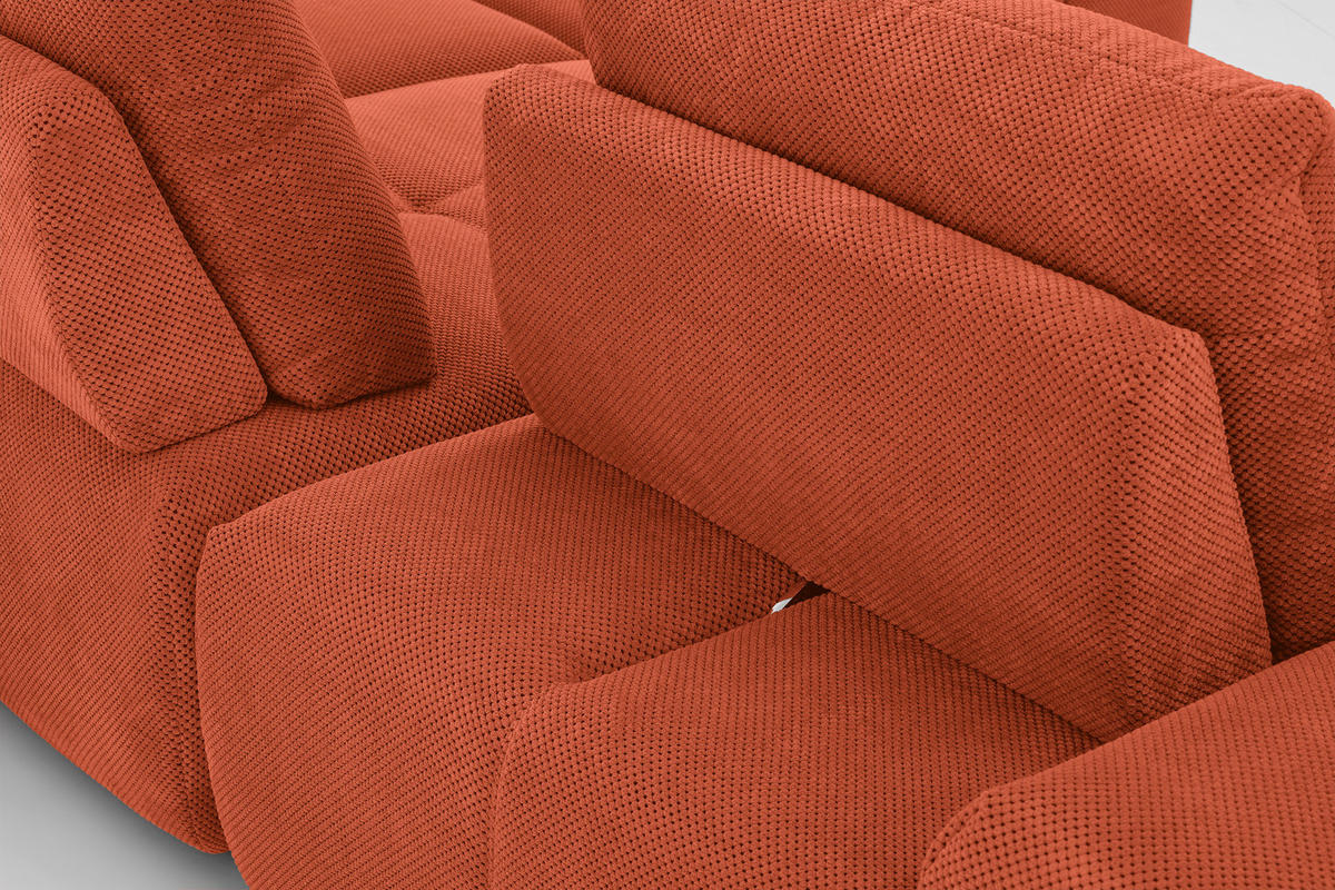 ECKSOFA in Velours Terracotta  - Terracotta/Schwarz, Design, Kunststoff/Textil (326/236cm) - Xora