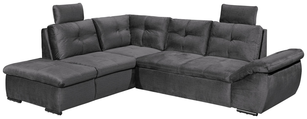 ECKSOFA Grau Mikrovelours  - Schwarz/Grau, KONVENTIONELL, Kunststoff/Textil (217/265cm) - Carryhome