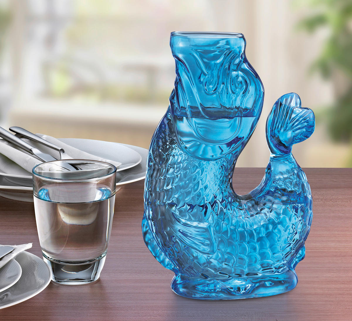 WASSERKARAFFE 1,2 L    - Blau, KONVENTIONELL, Glas (10/15,5/23cm) - Cilio