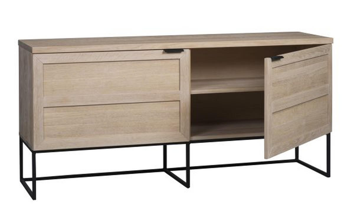 SIDEBOARD 160/76/41 cm  - svart/ekfärgad, Modern, metall/trä (160/76/41cm) - Rowico