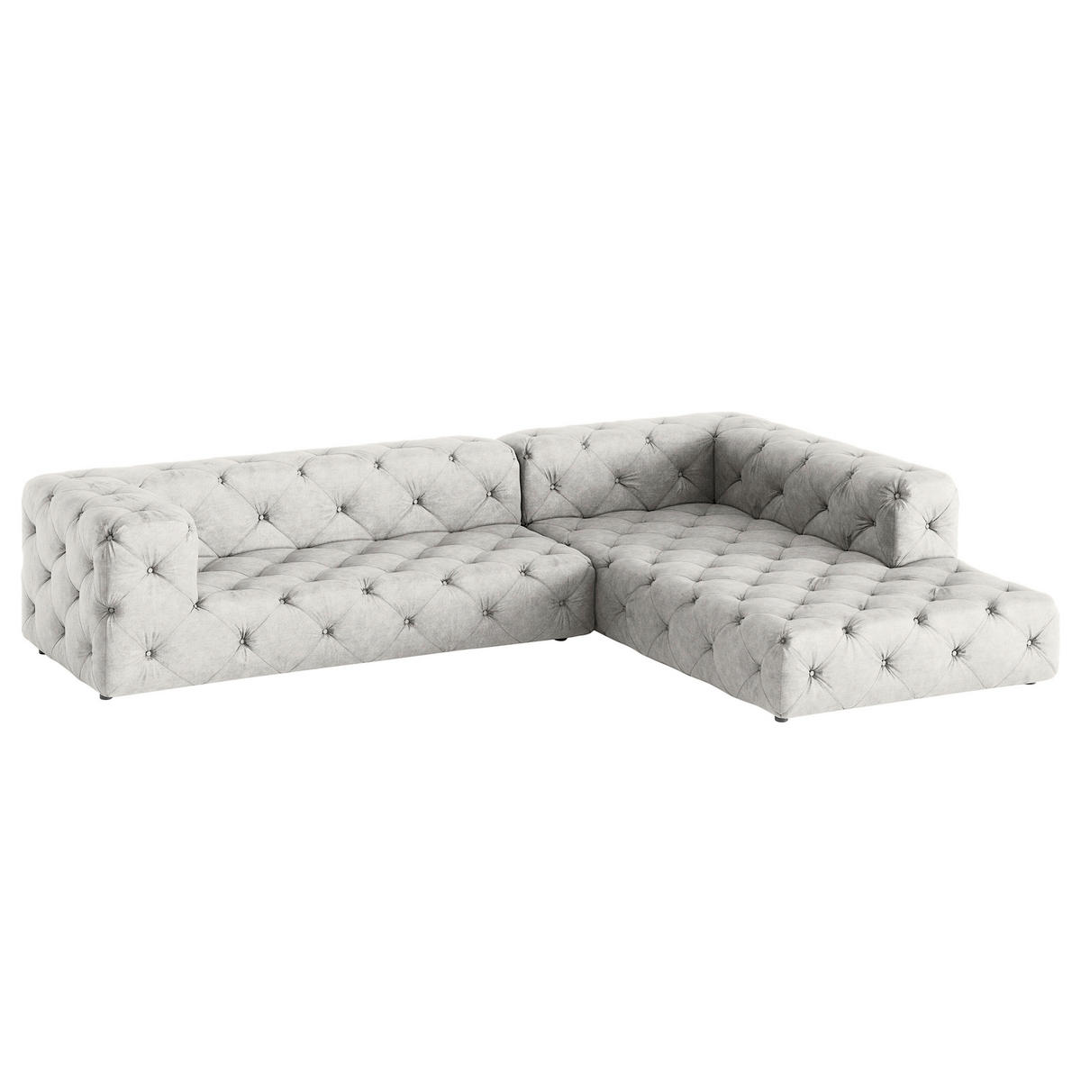 ECKSOFA Mikrofaser Hellgrau  - Hellgrau/Schwarz, Design, Kunststoff/Textil (325/228cm) - P & B