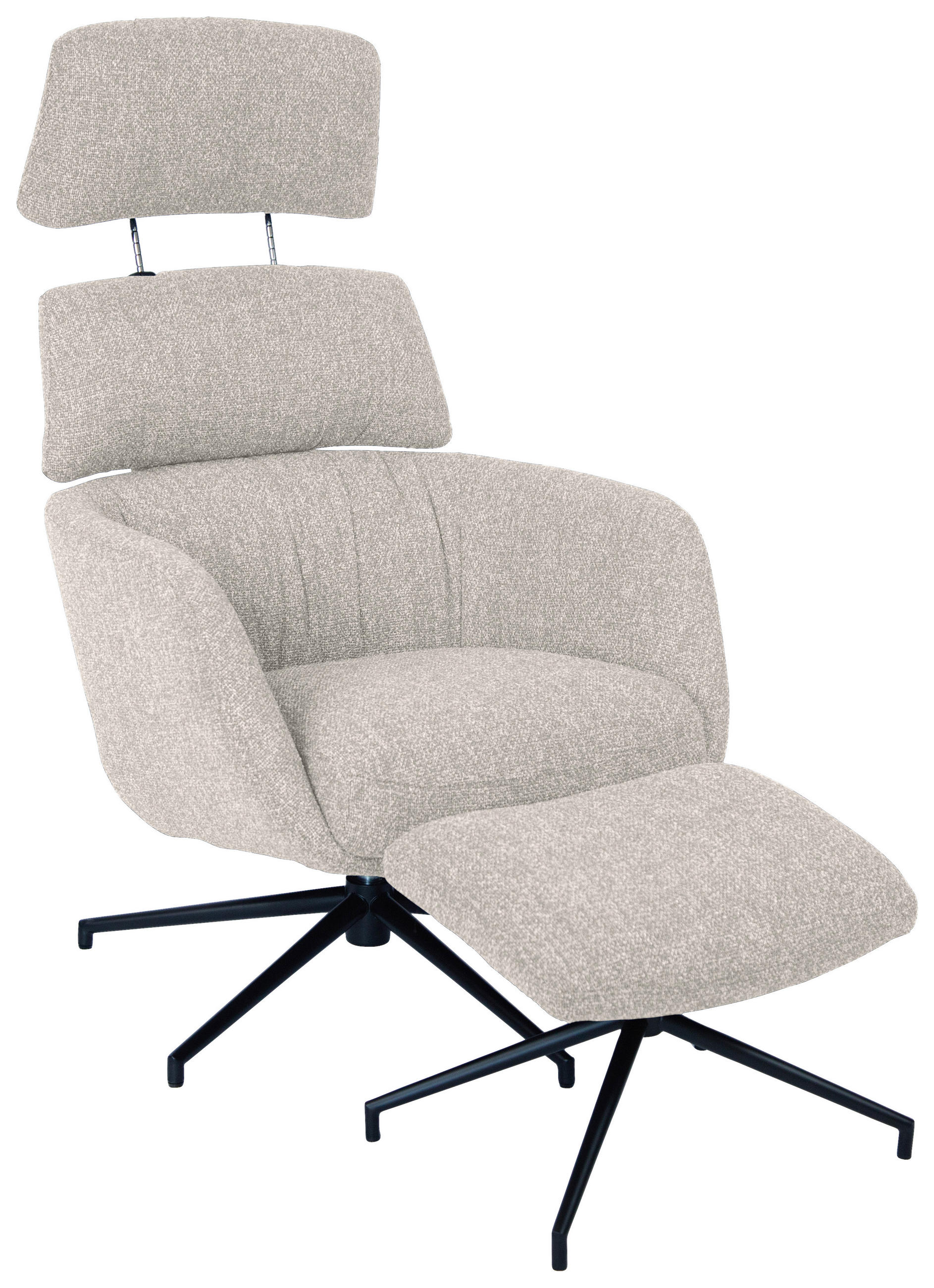 Dieter Knoll RELAXAČNÍ KŘESLO S TABURETEM, kov, textil, černá, béžová