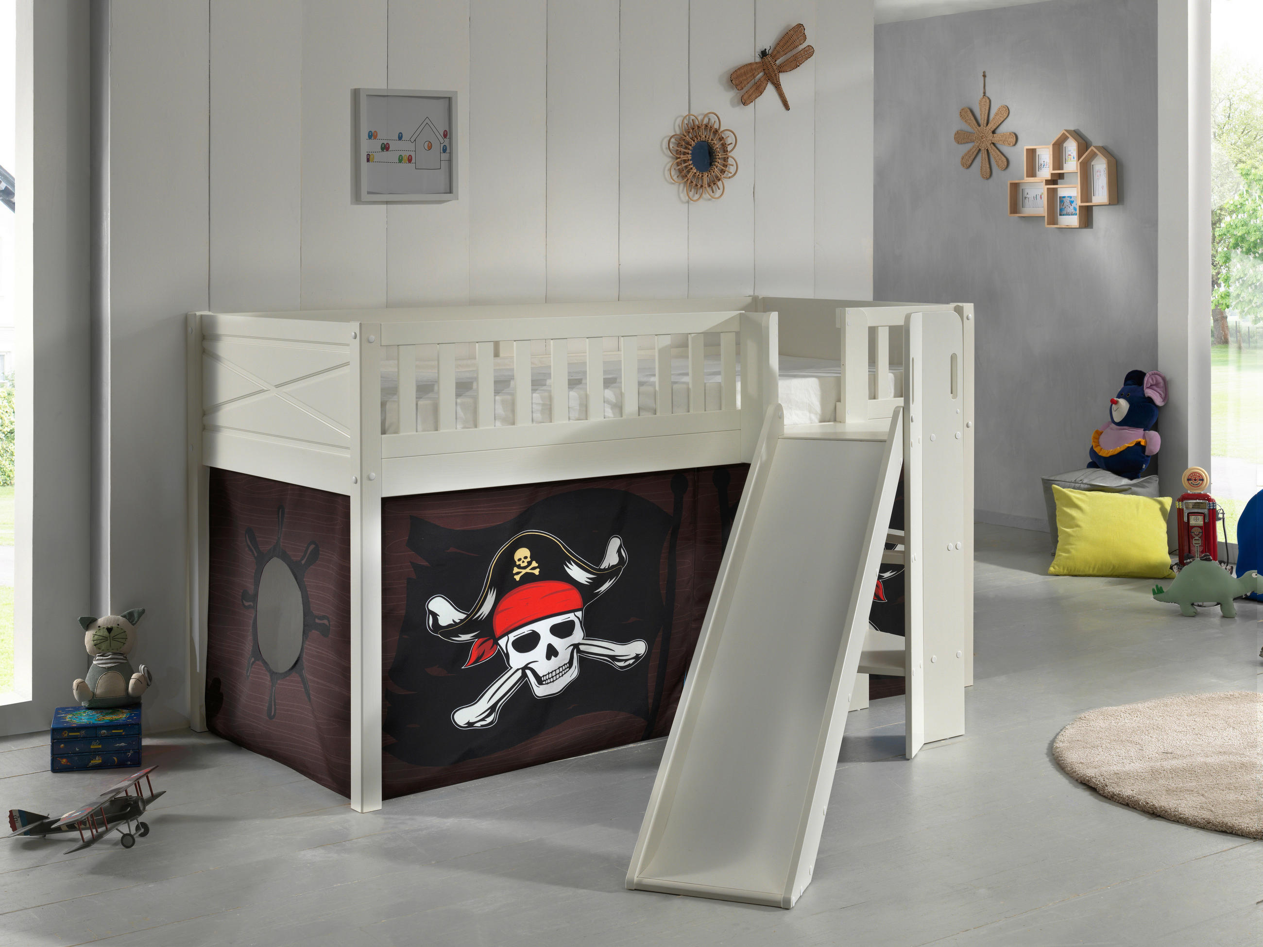 SPIELBETT Kiefer massiv 90/200 cm Weiß  - Naturfarben/Weiß, ROMANTIK / LANDHAUS, Holz (90/200cm) - Vipack