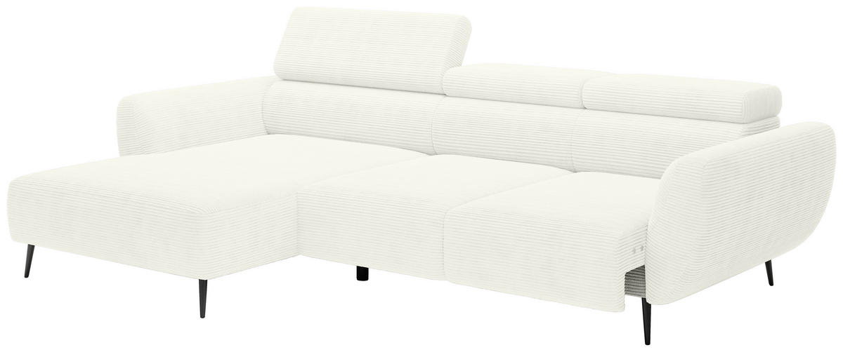 ECKSOFA in Cord Creme  174/277 cm  - Creme/Schwarz, KONVENTIONELL, Textil/Metall (174/277cm) - Carryhome