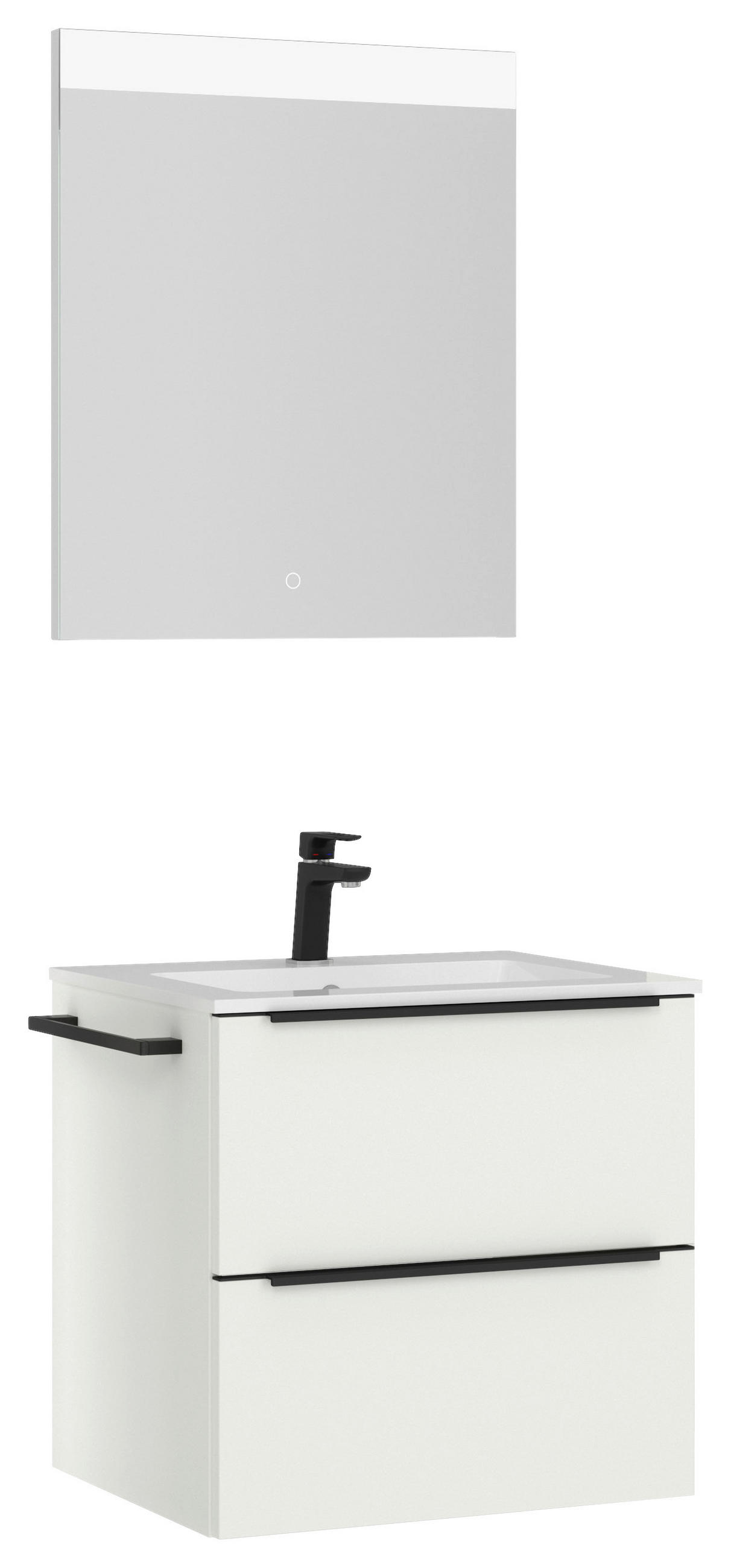 BADEZIMMER  in 61 cm  - Schwarz/Weiß, MODERN, Holzwerkstoff/Stein (61cm) - Nobilia