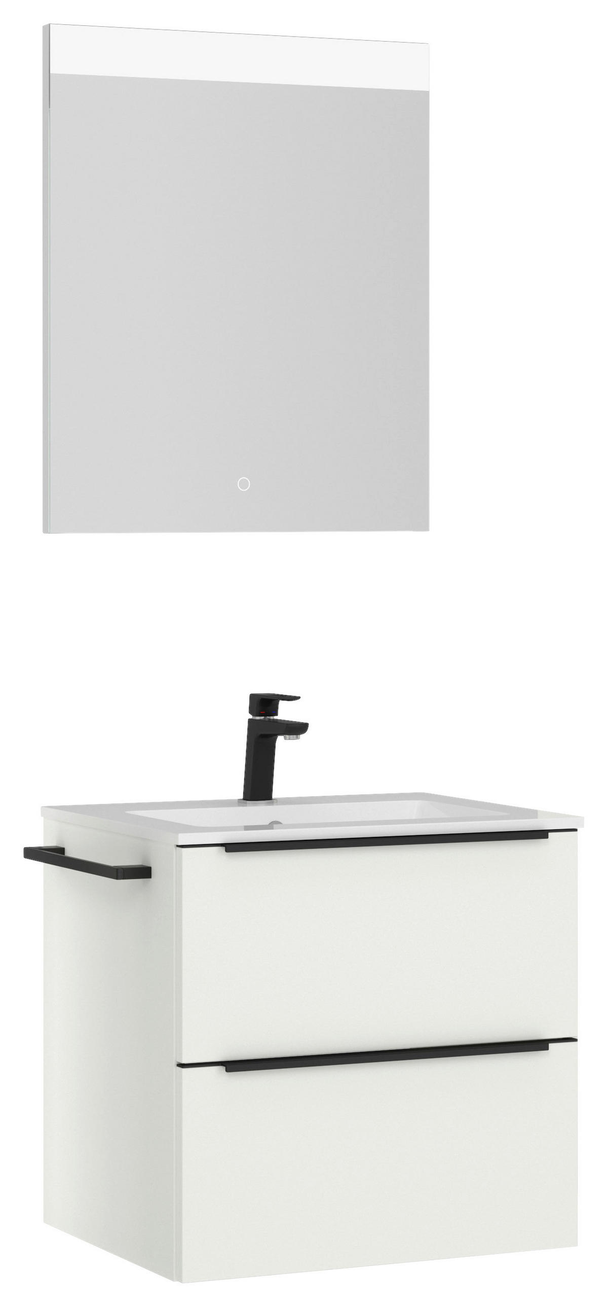 BADEZIMMER  in 61 cm  - Schwarz/Weiß, MODERN, Holzwerkstoff/Stein (61cm) - Nobilia