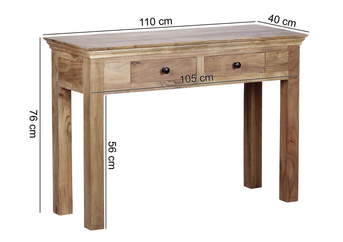 KONZOLOVÝ STOLÍK, akácia, farba akácie, 110/76/40 cm - hnedá/farba akácie, Romantik / Landhaus, drevo (110/76/40cm) - MID.YOU