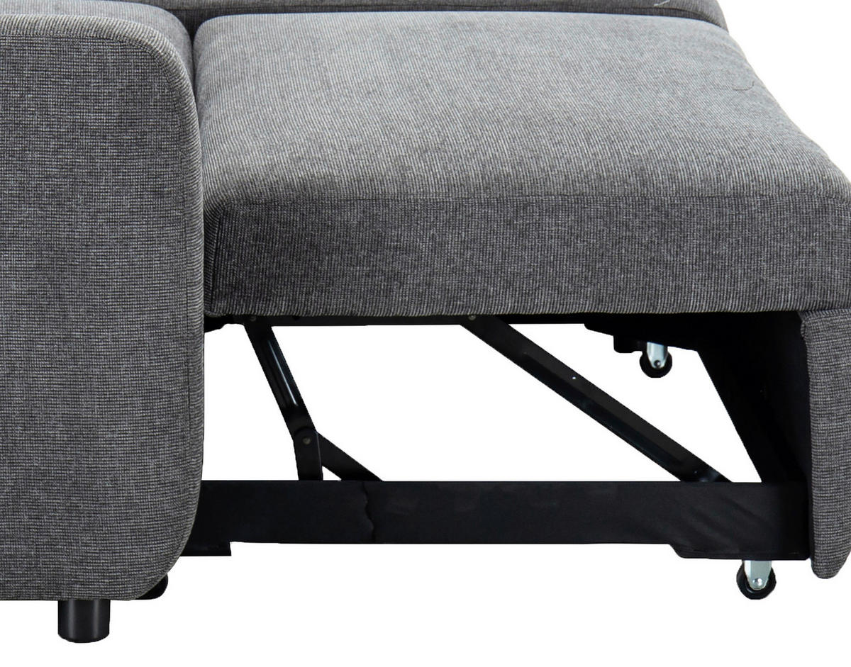 ECKSOFA TUMO Dunkelgrau Leinenoptik Rückenkissen, Bettkasten  - Dunkelgrau/Schwarz, Design, Kunststoff/Textil (152,5/225,5cm) - Livetastic