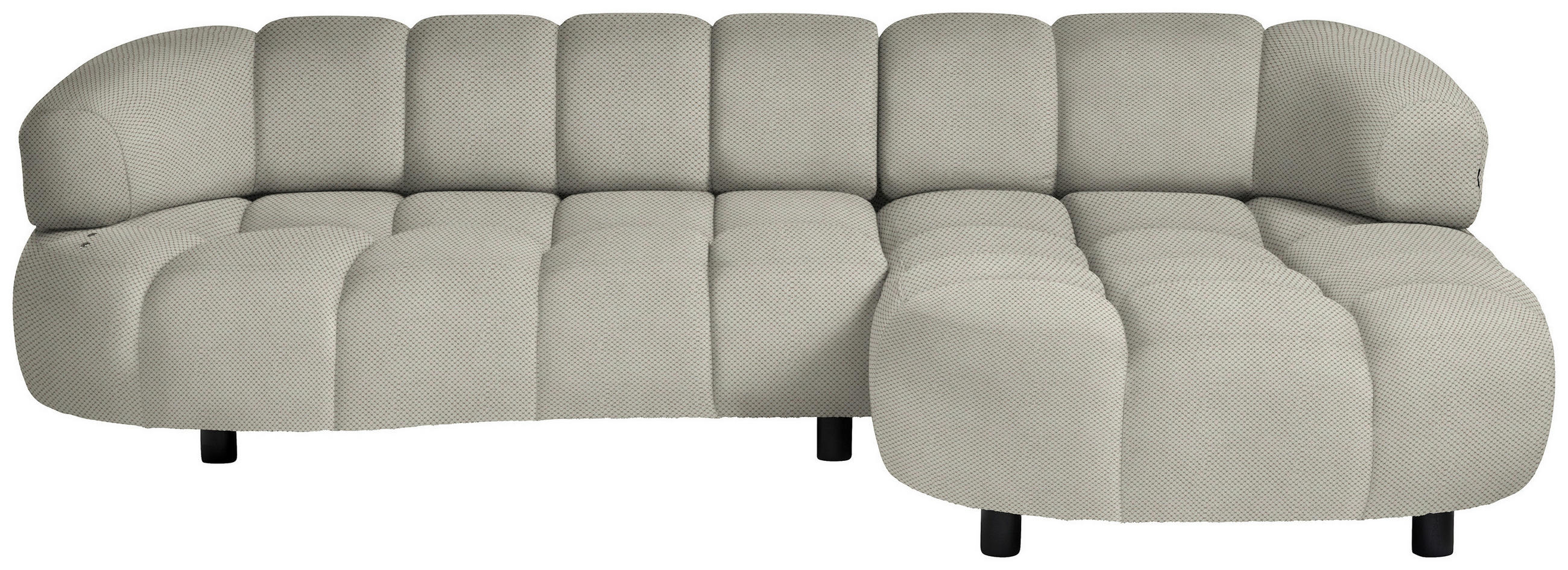 ECKSOFA in Webstoff Ecru  284/183 cm  - Ecru/Schwarz, Design, Holz/Textil (284/183cm) - Welnova