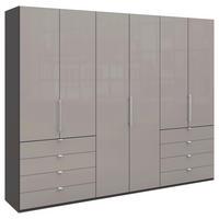 FALTTÜRENSCHRANK 300/236/58 cm 3-türig Hellgrau, Dunkelgrau  - Chromfarben/Dunkelgrau, KONVENTIONELL, Glas/Holzwerkstoff (300/236/58cm) - Venda