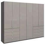 FALTTÜRENSCHRANK 300/236/58 cm 3-türig Hellgrau, Dunkelgrau - Chromfarben/Dunkelgrau, KONVENTIONELL, Glas/Holzwerkstoff (300/236/58cm) - Venda