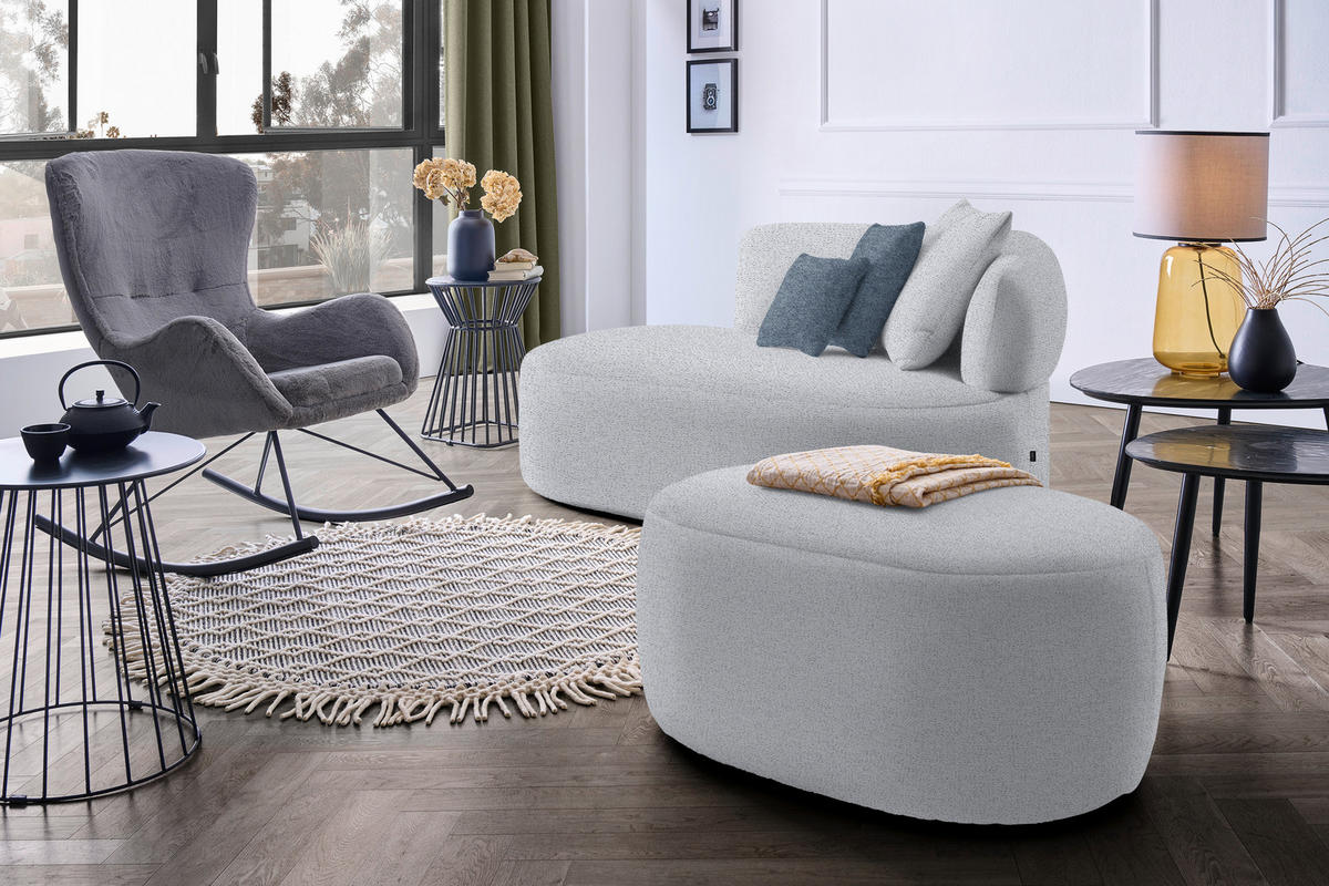 RÉCAMIERE  in Chenille Blau, Grau  - Blau/Schwarz, MODERN, Kunststoff/Textil (166/86/105cm) - Hom`in