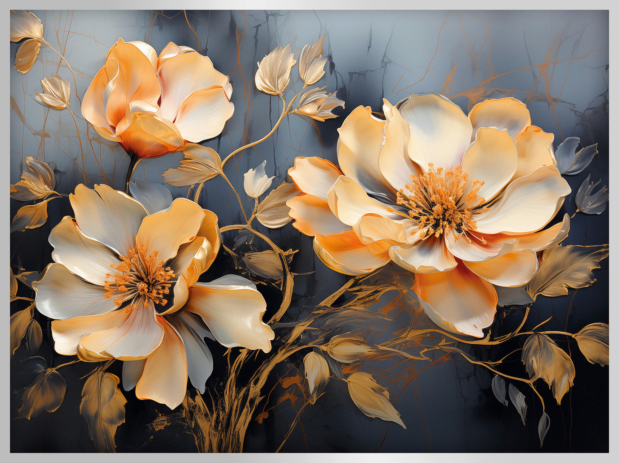 Euroart OBRAZ NA KOVU, květiny, 60/80/4 cm