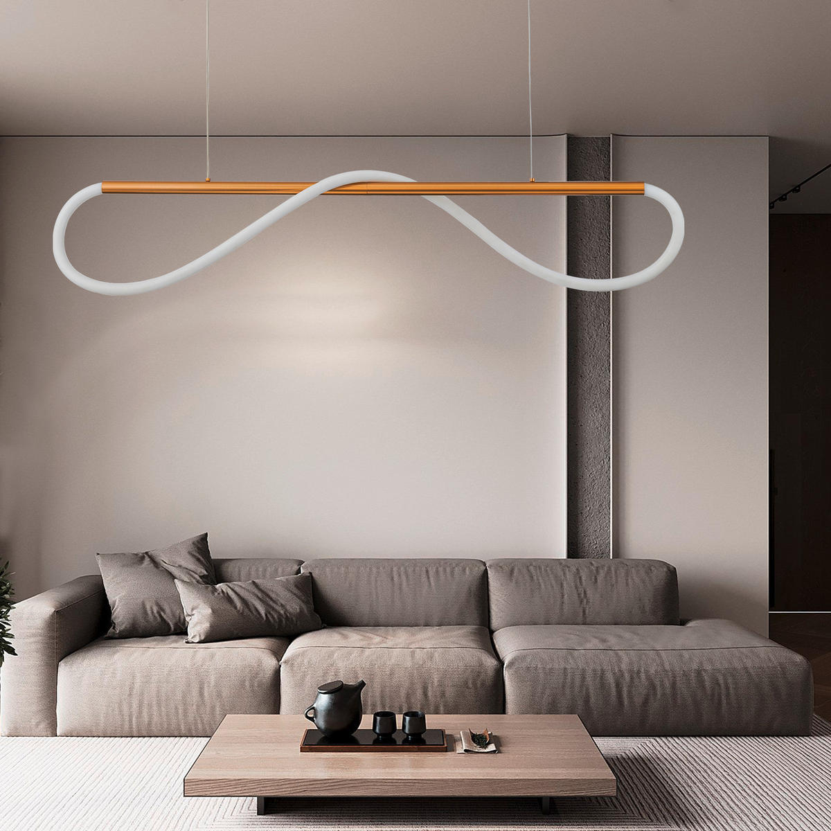 LED-HÄNGELEUCHTE 160/15/130 cm    - Goldfarben, Design, Metall (160/15/130cm)