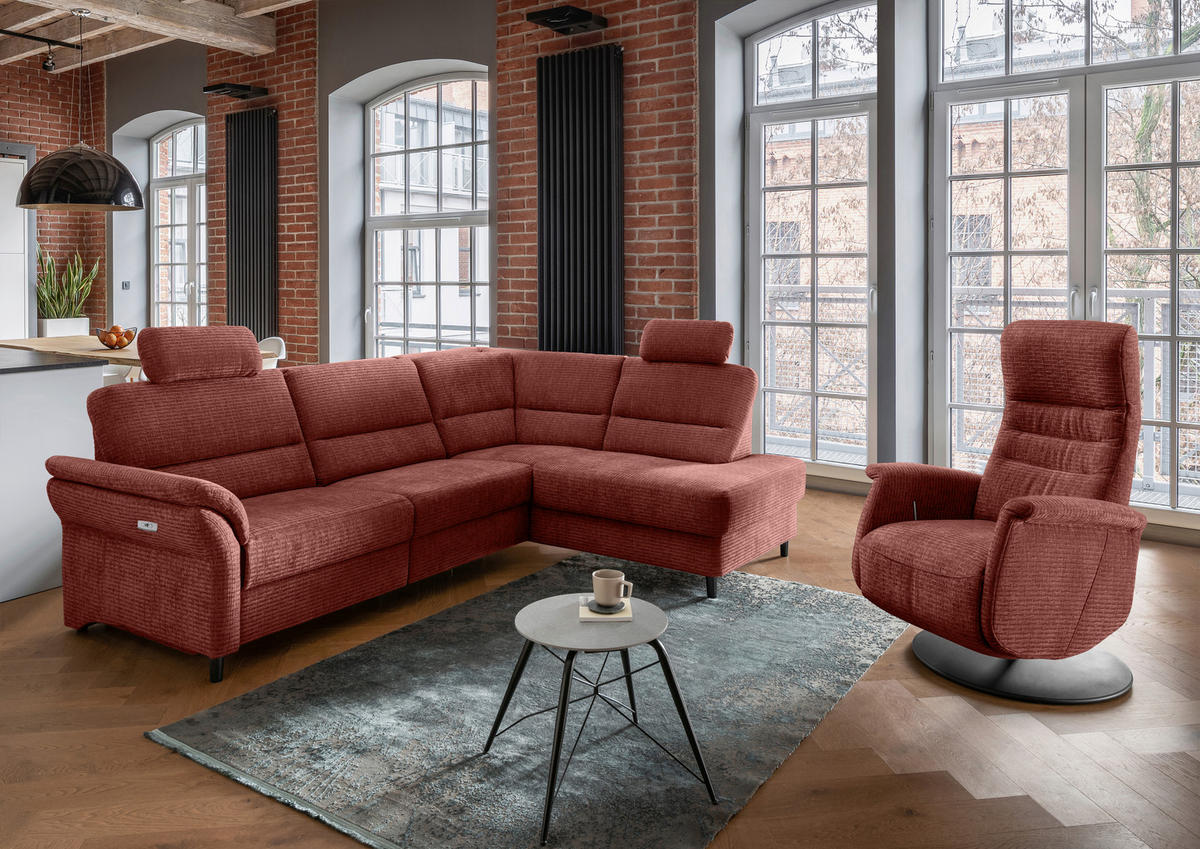 ECKSOFA Koralle Mikrofaser  - Koralle/Schwarz, MODERN, Holz/Textil (266/190cm) - Livetastic