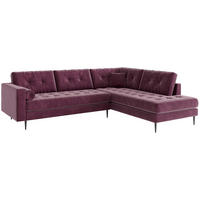 ECKSOFA in Samt Weinrot  - Edelstahlfarben/Weinrot, Design, Textil/Metall (205/259cm) - Livetastic