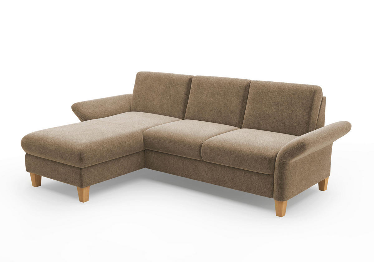 ECKSOFA ROCHELLE E Hellbraun Flachgewebe  - Hellbraun/Eichefarben, KONVENTIONELL, Holz/Textil (164/251cm) - Sit & More