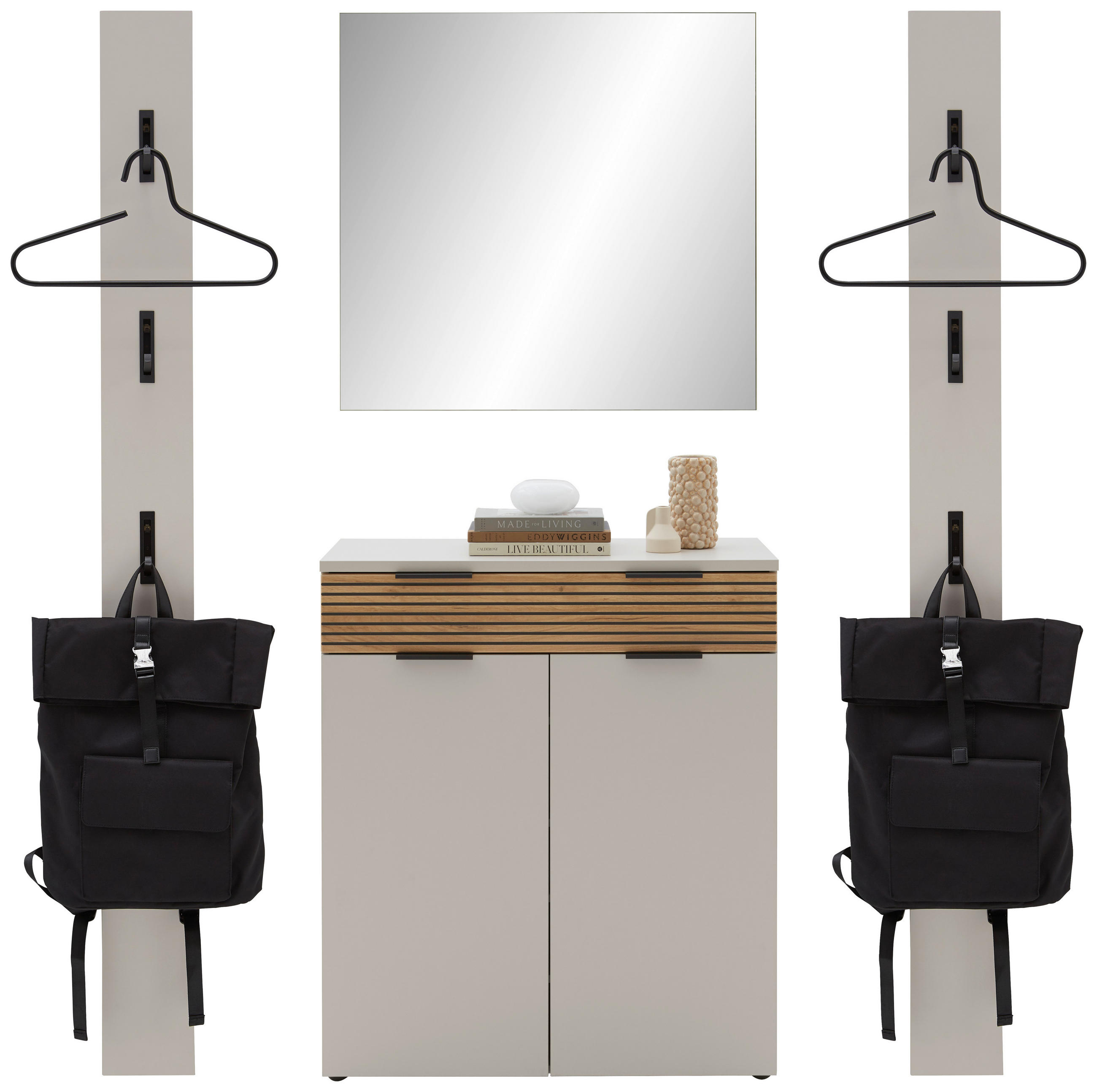 GARDEROBE 4-teilig  in 150/199/40 cm  - Kaschmir/Eichefarben, Design, Holzwerkstoff (150/199/40cm) - Voleo