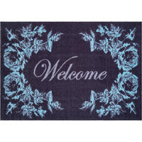 FUSSMATTE 60/85 cm Welcome  - Pastellblau/Creme, Design, Kunststoff/Textil (60/85cm) - Grund