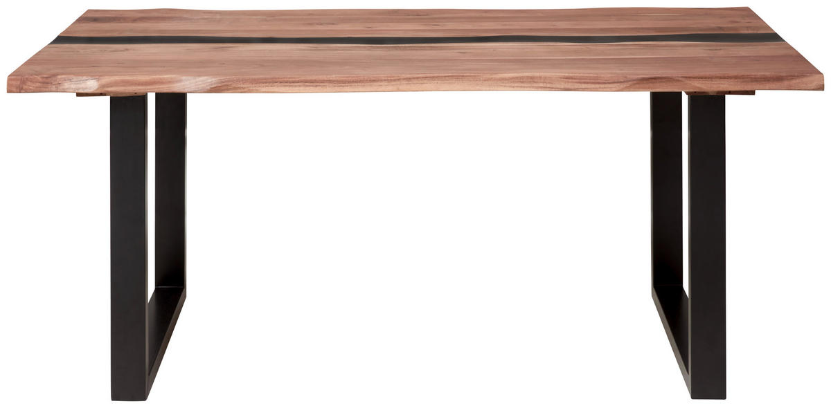 ESSTISCH in Metall, Holz   - Schwarz/Akaziefarben, Modern, Holz/Metall (180/76/90cm) - Livetastic