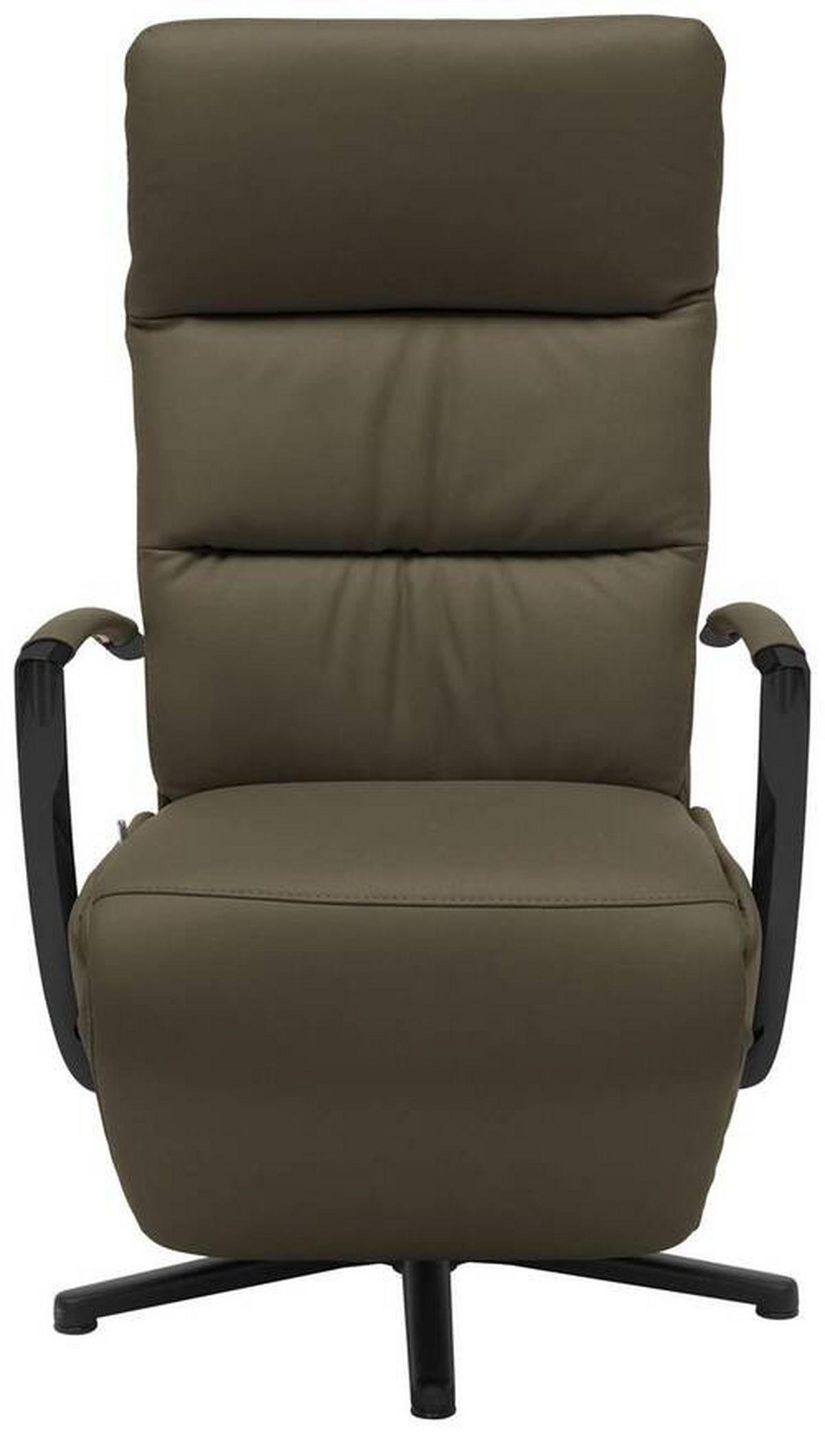 RELAXSESSEL in Leder Olivgrün  - Schwarz/Olivgrün, Design, Leder/Metall (64/112/80cm) - Cantus
