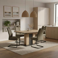 TISCHGRUPPE in Metall, Textil, Holzwerkstoff Schlammfarben, Eiche Artisan  - Schlammfarben/Eiche Artisan, MODERN, Holzwerkstoff/Textil (160 - 210/75/90cm) - MID.YOU