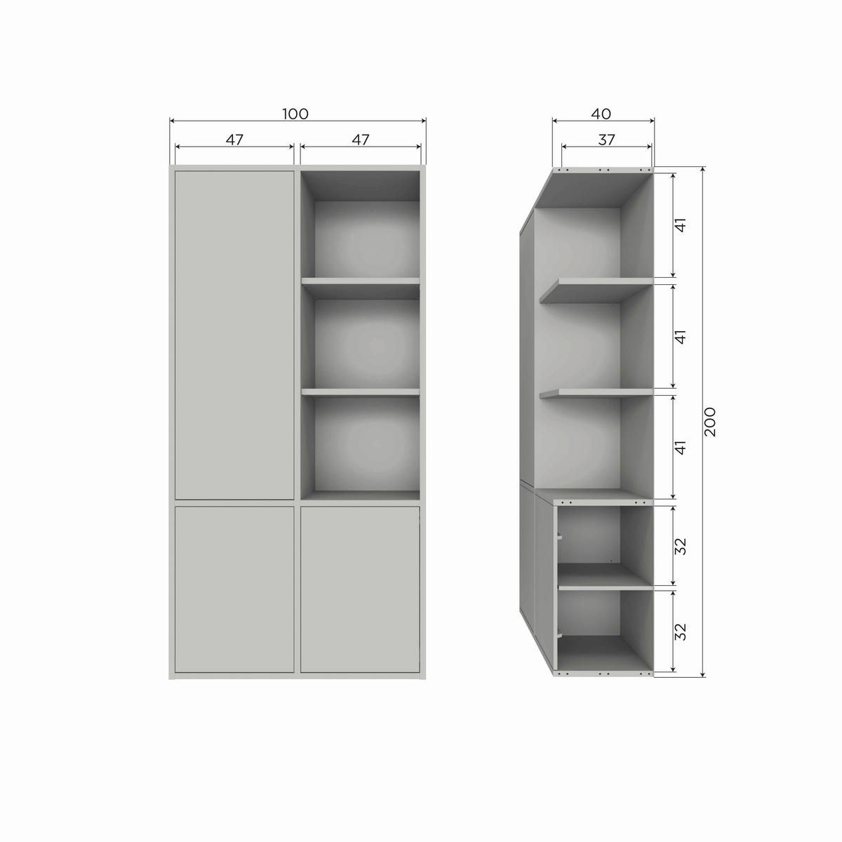 MEHRZWECKSCHRANK 100/200/40 cm  in Grauweiß  - Grauweiß, Design, Holz (100/200/40cm) - Livetastic
