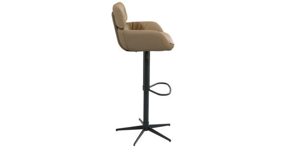 BARHOCKER in Metall, Leder Schwarz, Taupe  - Taupe/Schwarz, Design, Leder/Metall (54/105/53cm) - Dieter Knoll
