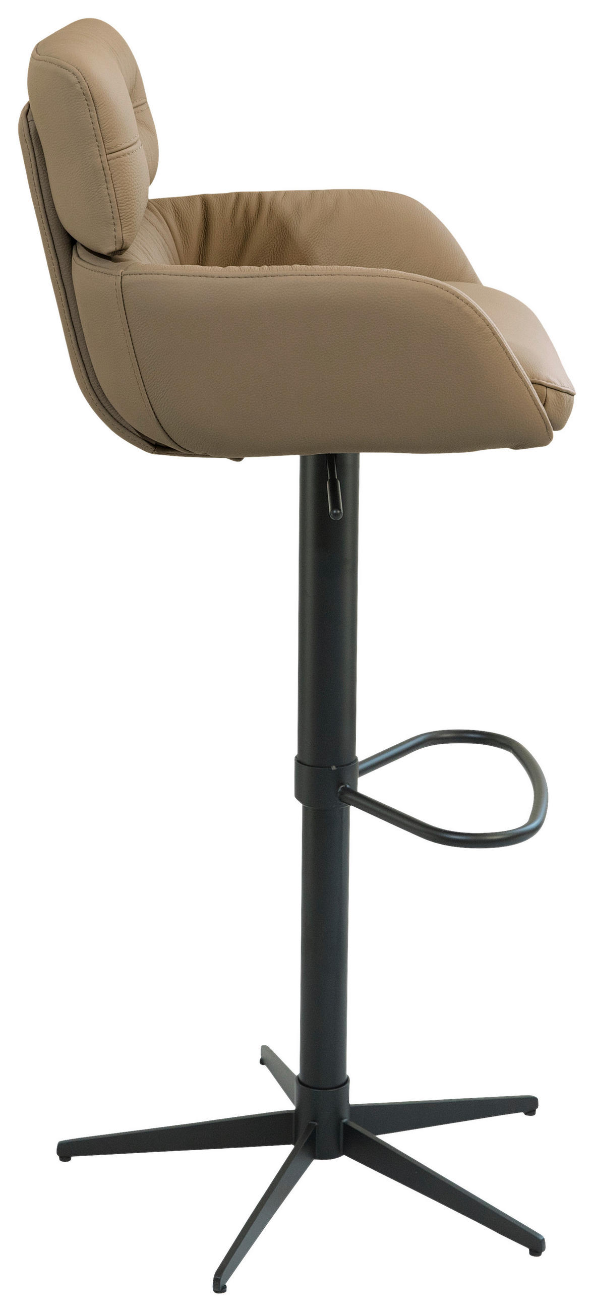 BARHOCKER in Metall, Leder Schwarz, Taupe  - Taupe/Schwarz, Design, Leder/Metall (54/105/53cm) - Dieter Knoll