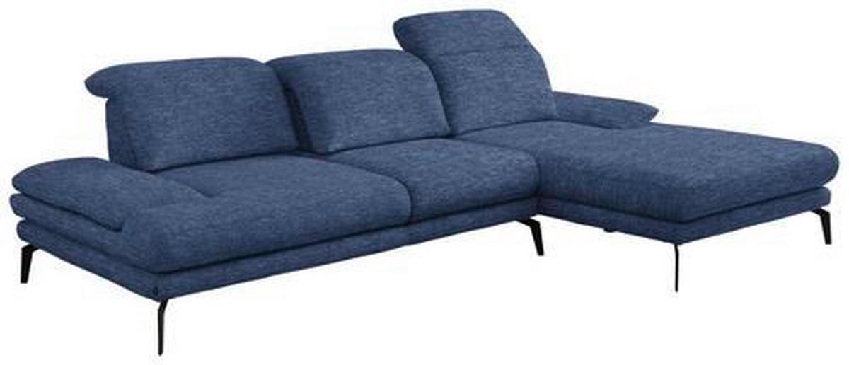 ECKSOFA inkl. Funktionen Blau Webstoff  - Blau/Schwarz, Design, Textil/Metall (289/180cm) - Stylife