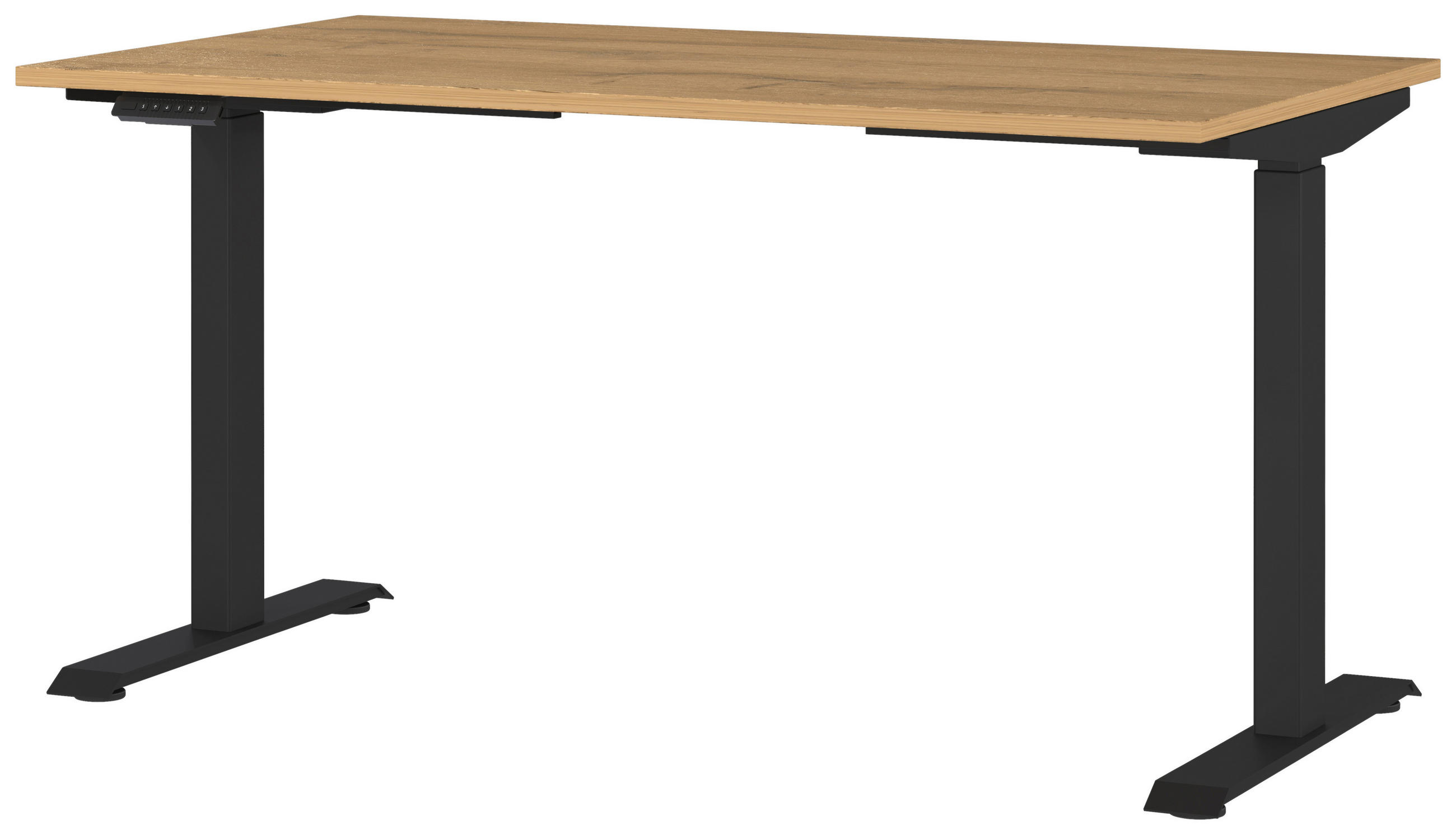 Novel Schreibtisch Braun, Eiche, Schwarz 80x72-118x140 cm