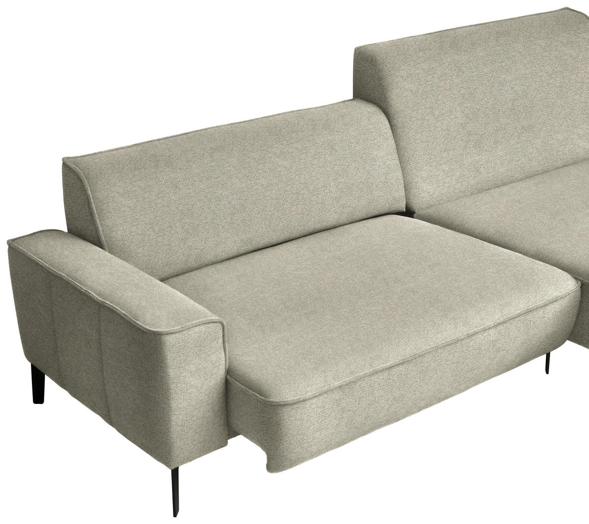 ECKSOFA in Flachgewebe Beige  - Beige/Schwarz, Design, Textil/Metall (285/190cm) - Johann Jakob
