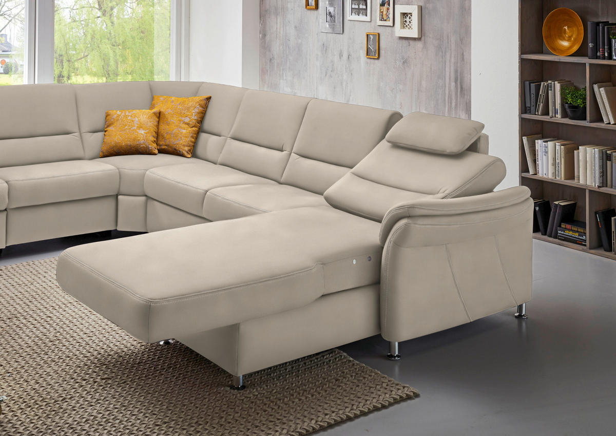 WOHNLANDSCHAFT in Mikrofaser Naturfarben  - Alufarben/Naturfarben, Konventionell, Textil/Metall (262/335/173cm) - Beldomo System