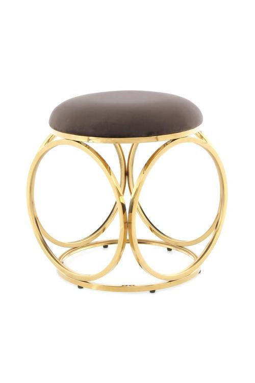 HOCKER Taupe, Goldfarben  - Taupe/Goldfarben, Design, Textil/Metall (40/49/40cm) - Kayoom