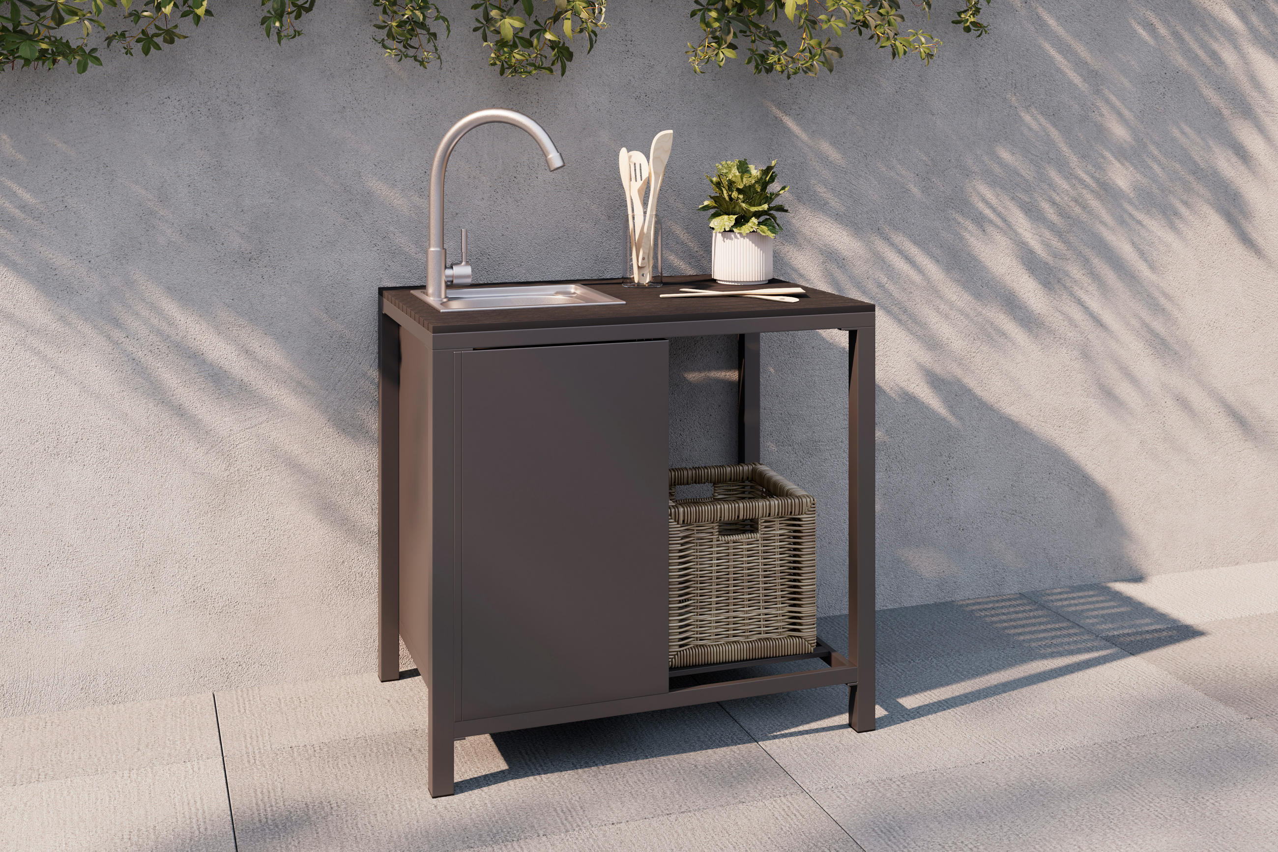 OUTDOORKÜCHE - Anthrazit, MODERN, Kunststoff/Metall (90/84/61,5cm) - Ambia Garden