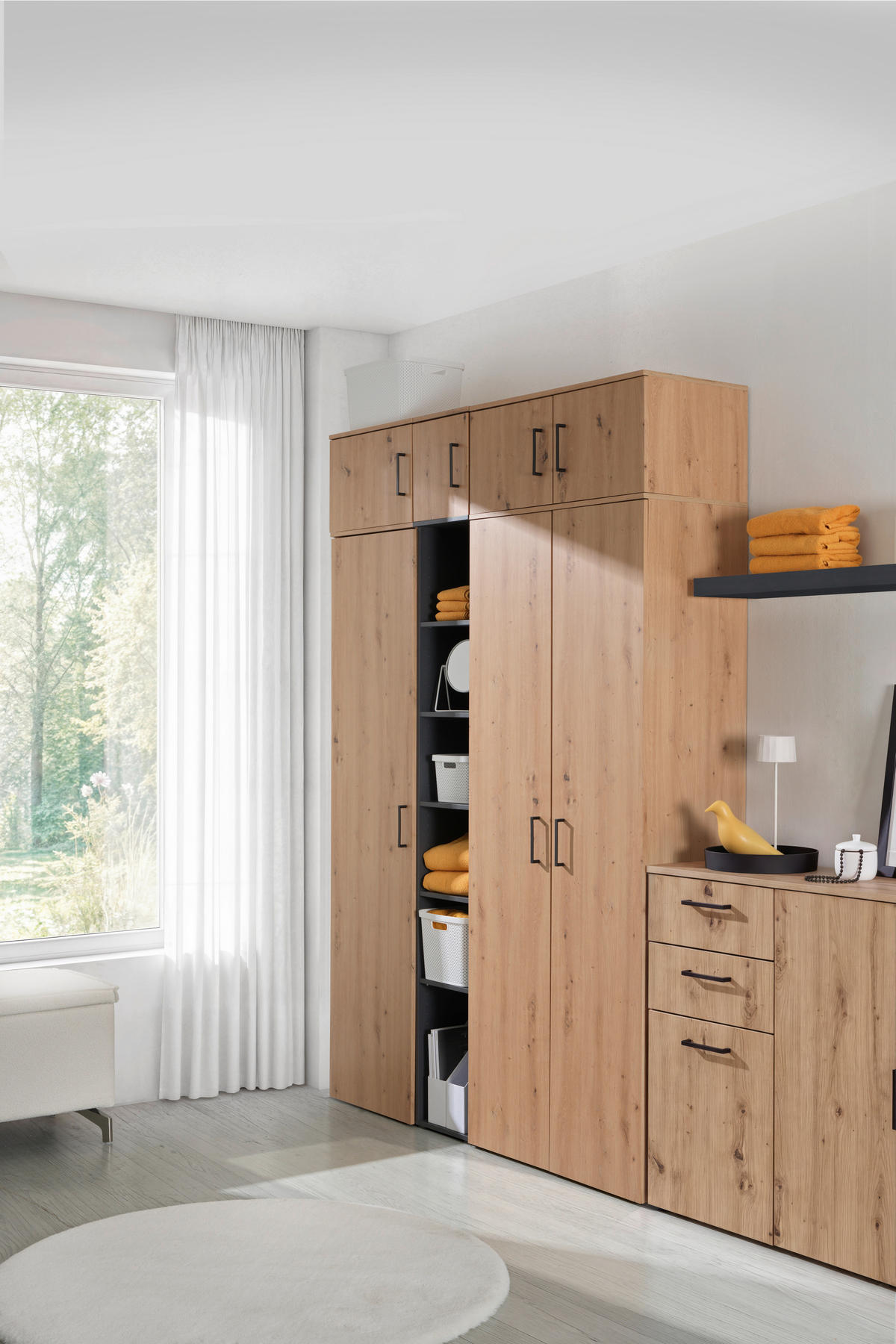 MEHRZWECKSCHRANK 50/195/40 cm  in Eiche Artisan  - Anthrazit/Schwarz, MODERN, Holzwerkstoff/Kunststoff (50/195/40cm) - Milino
