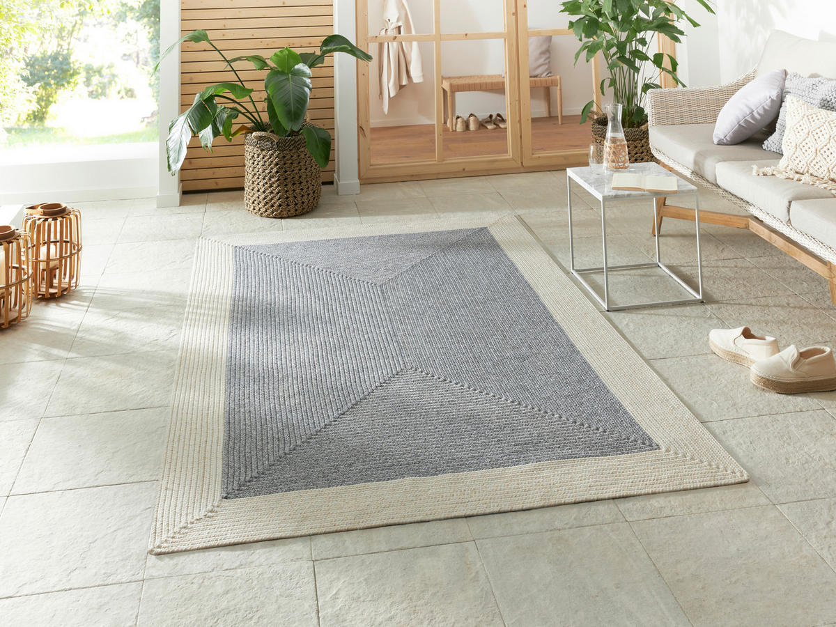 OUTDOORTEPPICH 120/170 cm Braided Creme, Grau  - Creme/Grau, Design, Kunststoff (120/170cm)