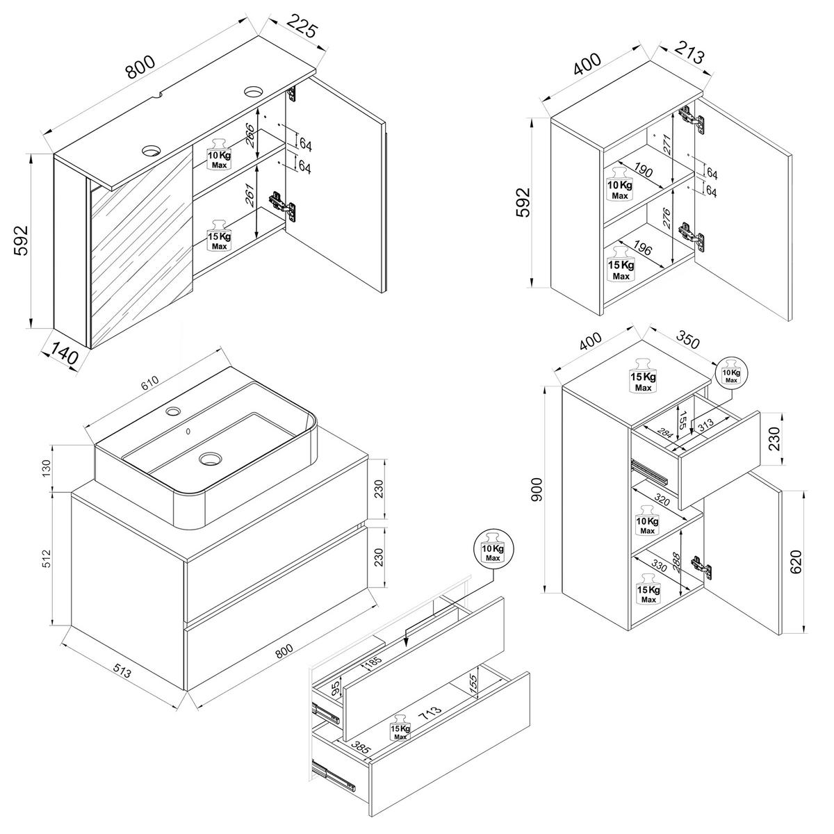  120 cm  - vit/honungsek, Trend, trämaterial/keramik (120cm) - MID.YOU