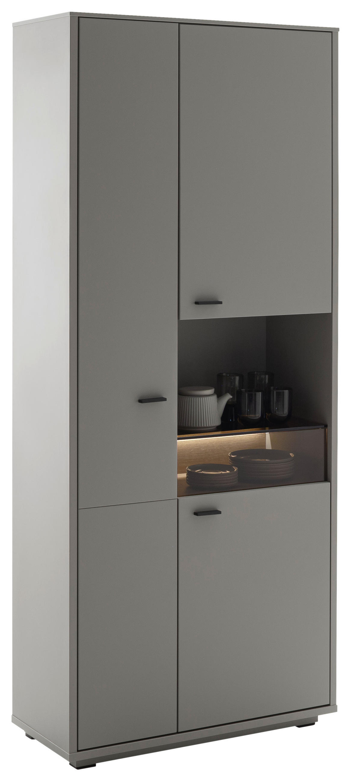 VITRINA 85/200/37 cm   - siva/boje hrasta, Design, staklo/drvni materijal (85/200/37cm) - Stylife