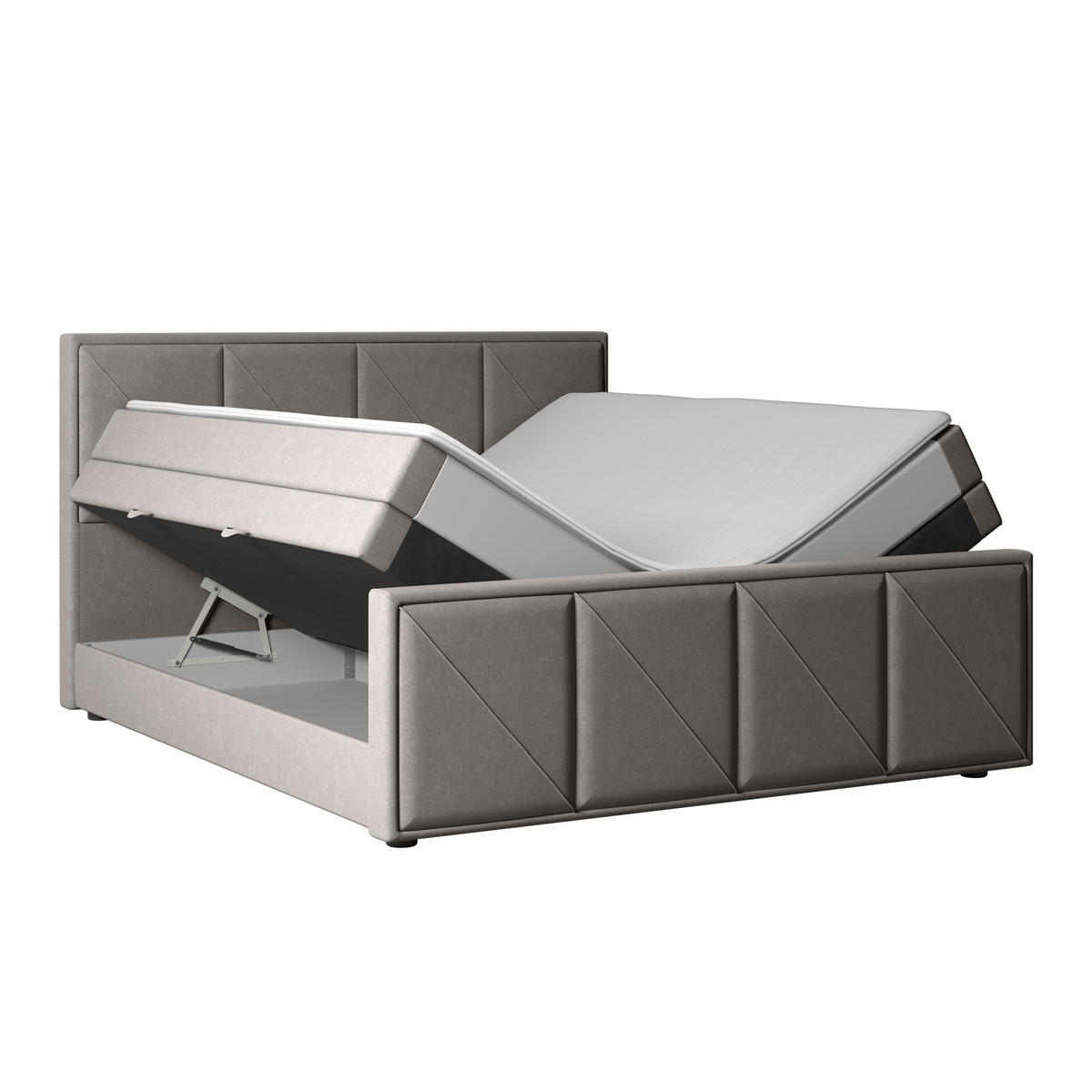 POSTELJA BOXSPRING 180 cm   x 200 cm  , leseni material svetlo siva  - črna/svetlo siva, Moderno, kovina/umetna masa (180/200cm) - MID.YOU