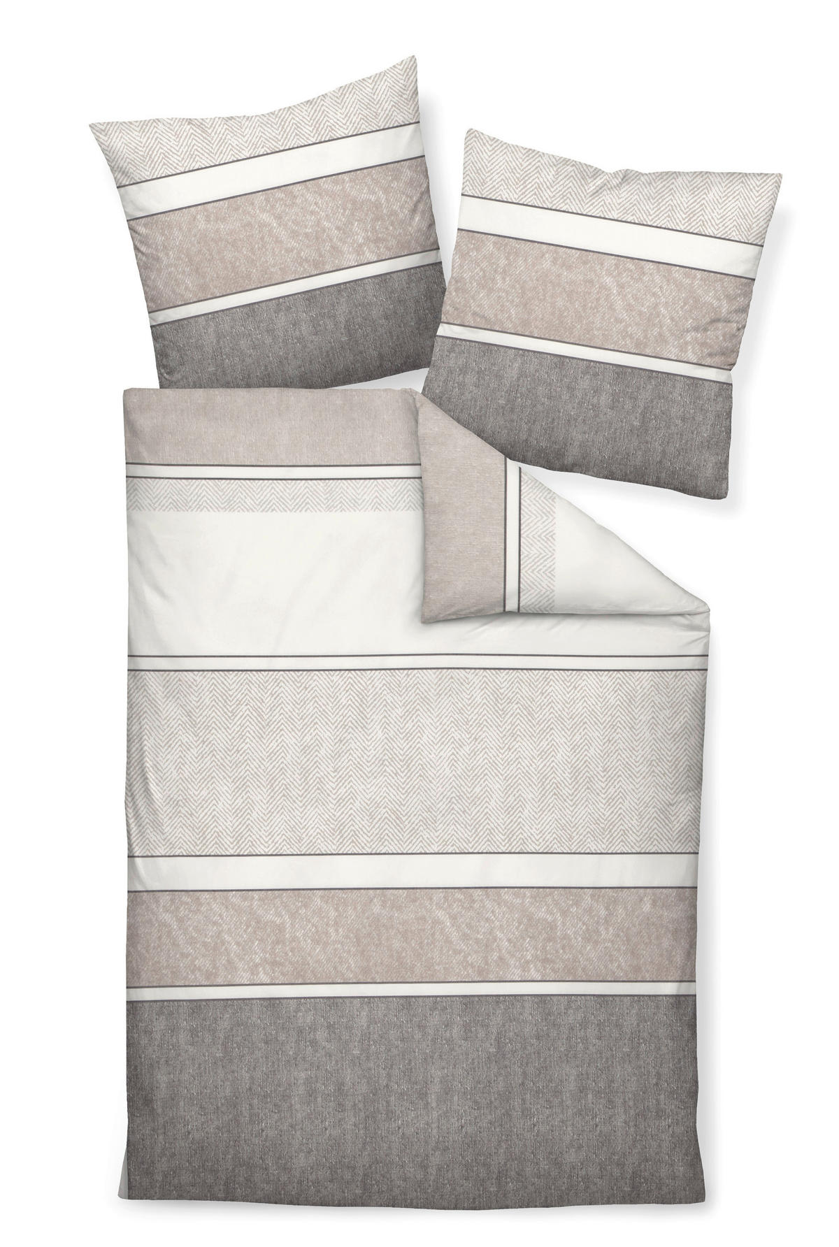 POVLEČENÍ, satén, šedá, pískové barvy, světle hnědá, 135/200 cm - šedá/pískové barvy, Design, textil (135/200cm) - Janine