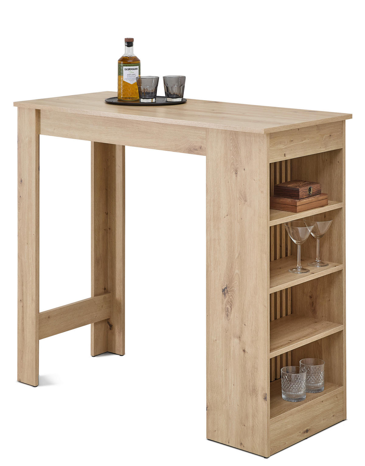 BARTISCH rechteckig Schwarz, Eiche Artisan  - Schwarz/Eiche Artisan, MODERN, Holzwerkstoff (115/50/103cm) - MID.YOU