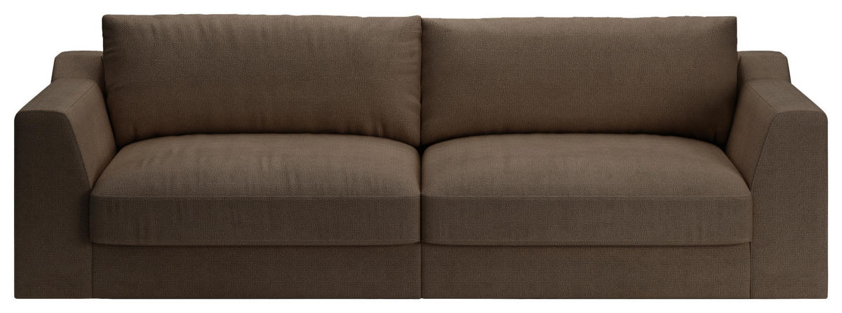 BIGSOFA Chenille, Flachgewebe Dunkelbraun  - Dunkelbraun/Schwarz, Design, Kunststoff/Textil (276/90/109cm) - home24