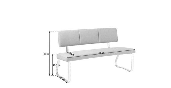 SITZBANK 155/88/48 cm in Grau, Edelstahlfarben - Edelstahlfarben/Grau, Design, Textil/Metall (155/88/48cm) - Xora