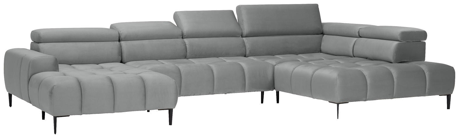 SOFFA i vävt tyg grå  - svart/grå, Design, metall/textil (177/385/216cm) - Livetastic